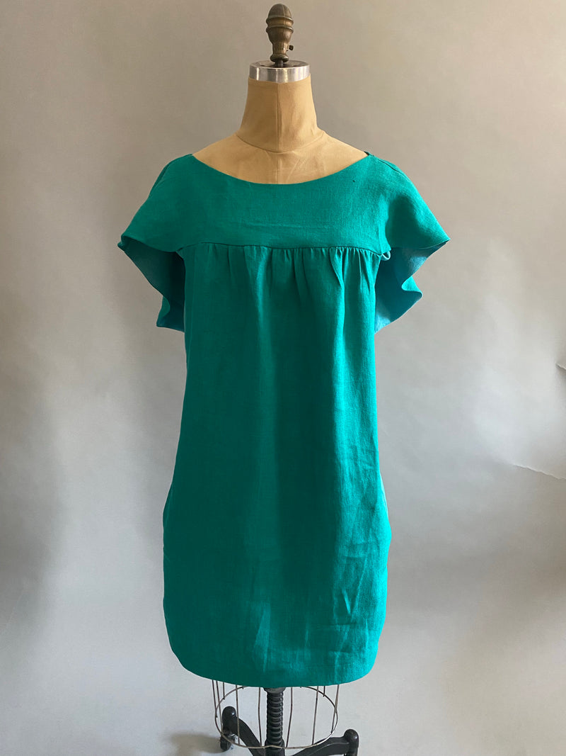 Electric Teal/Ocean Linen Sprung/Summer Dress
