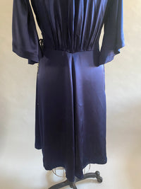 Navy Silk Charmeuse Dressing Gown