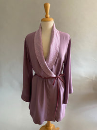 Orchid Silk Georgette Shortie Robe With Butterfly Sleeves