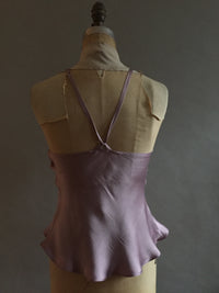 Heavyweight silk camisole with vintage lace neckline