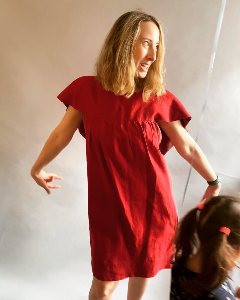 Blood Orange Linen Sprung/Summer Dress