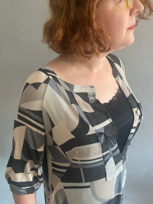 Geometric Knit Shirt Dress
