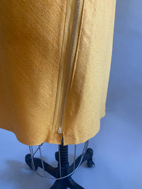 Saffron Bias Silk Matka Dress w/Asymmetrical Zipper