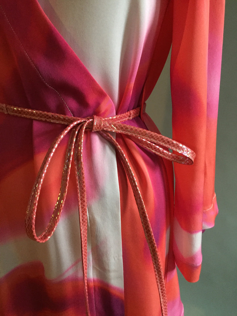 Pink Splash Print Silk Georgette Dressing Gown