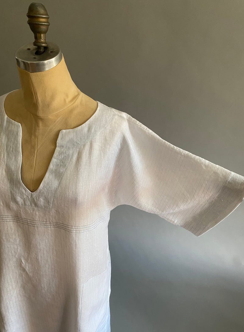 Linen Caftan With Contrasting Facing