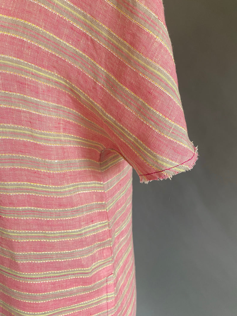 Pink Striped Linen Caftan