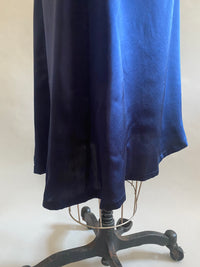 Navy Silk Charmeuse Dressing Gown
