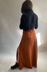 Bias Pumpkin Plaid Wool Skirt