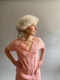 Pink Striped Linen Caftan