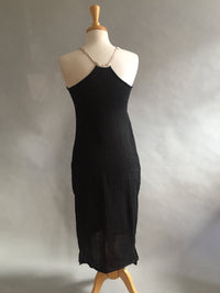 Black linen knit racerback nightgown