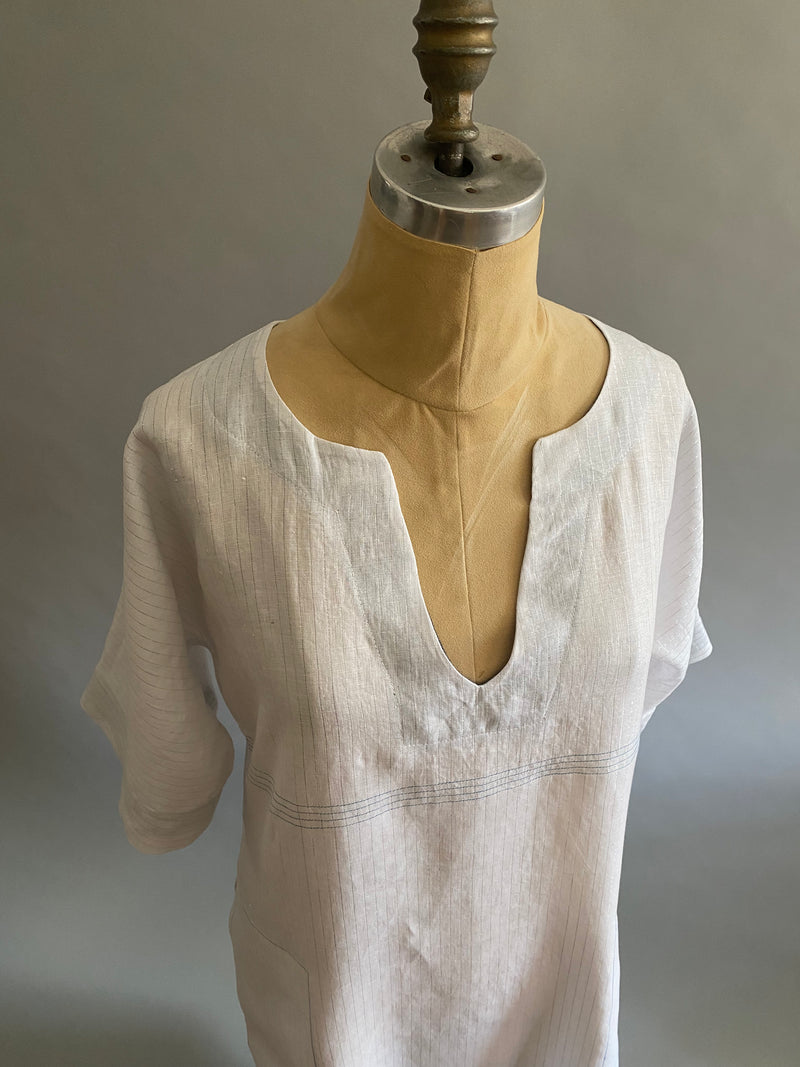 Linen Caftan With Contrasting Facing