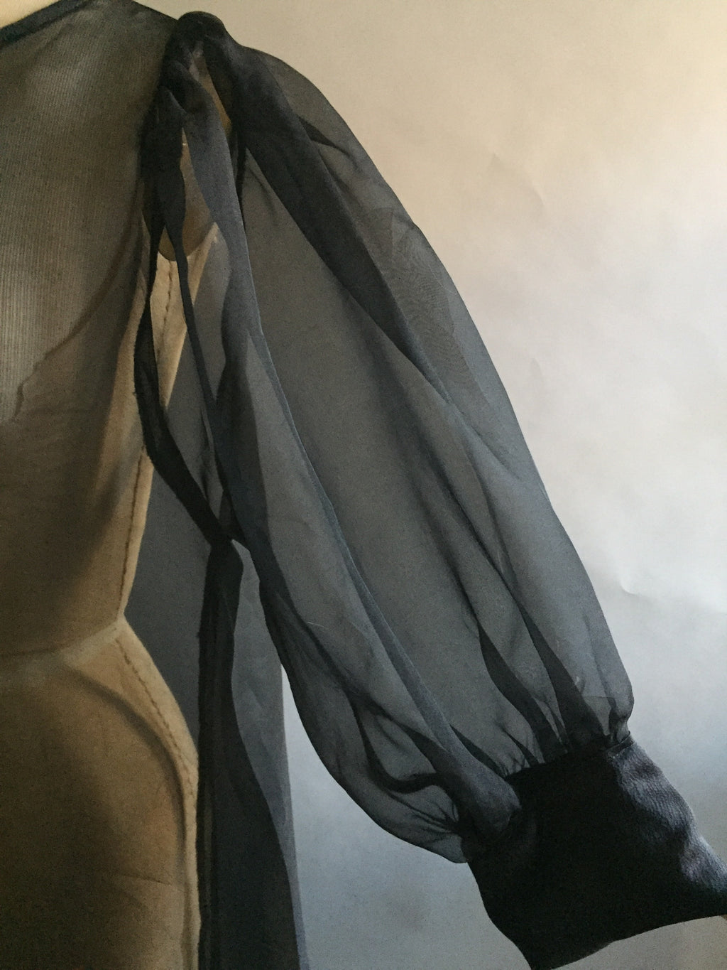 Black Silk Organza Peignoir