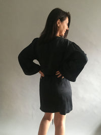 Black Silk Charmeuse Dressing Gown