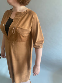 Cinnamon Vegan Suede Shirtdress