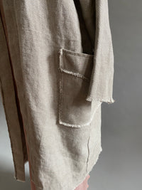Heavyweight Gray Linen Twill Duster Coat