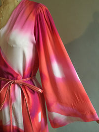 Pink Splash Print Silk Georgette Dressing Gown