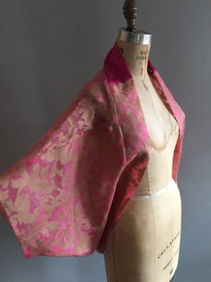 Pink/Gold Damask Silk Organza Shrug